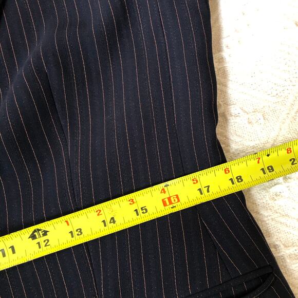 Kasper Pinstripe Blazer Women’s 12 Large Blue 2 Button Corpcore Preppy Office - Picture 13 of 15